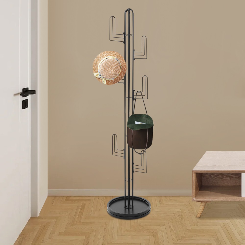 Freestanding Coat Rack Cactus Shape Clothing Stand Black Clothing Rack Stand