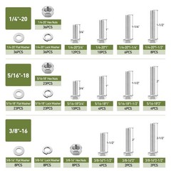 267PCS Hex Bolts and Nuts Assortment Kit,1/4-20, 5/16-18, 3/8-16 Bolt Nut and…