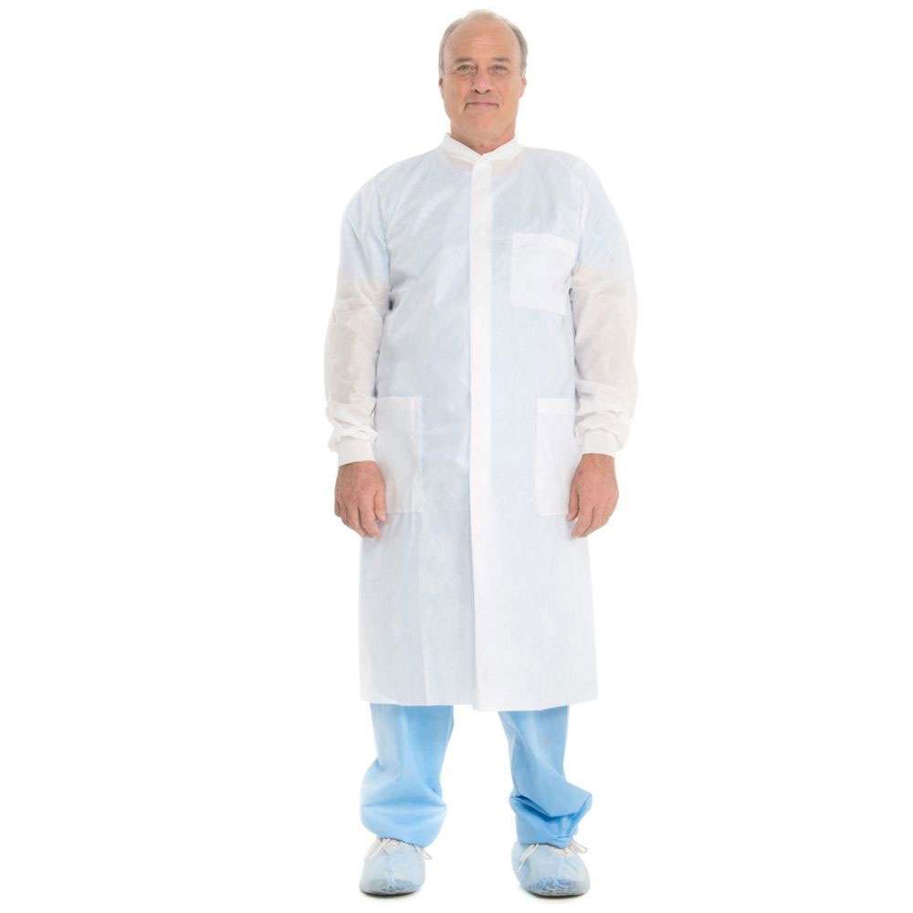 Halyard Basic Plus Lab Coat, Medium, White, 25/Box