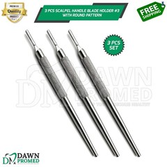 3 Pcs Sterile Surgical BP Scalpel Handle Blade Holder #3 Round Pattern German Gr