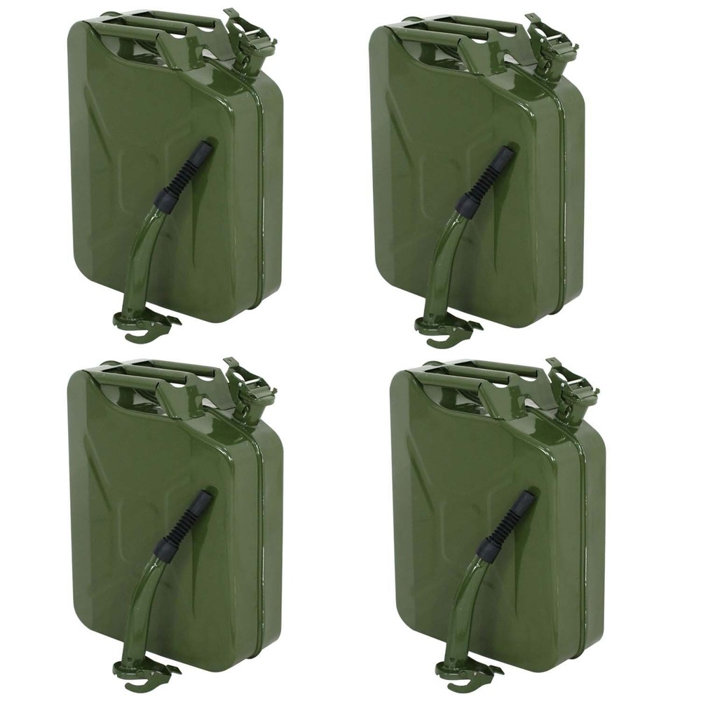 4Pack 5 Gal 20L Jerry Can Army Military Metal Tank Backup Gasoline Can Green