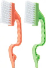 Window Track Cleaning Brush with Ergonomic Hande and Built-in Scraper, 2 Pack