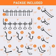 176PCS Extra Thick Pegboard Hooks, 1/4″ Heavy Duty Black Metal Peg Board Hook…