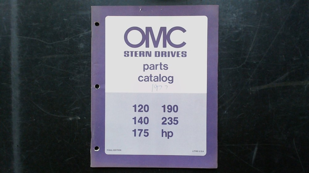 OMC Stern Drives Parts Catalog 120 140 175 190 235 HP 1977 Manual