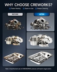 CREWORKS 22L Ultrasonic Cleaner with Control Panel 1-30 min. Timer & Degas Mode