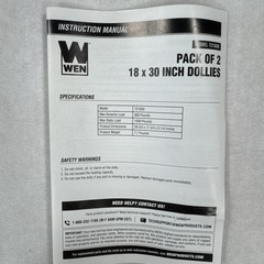 NEW WEN 721830 Furniture Moving Dolly 2 Pack 1320lb Capacity Hardwood