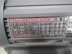 Housin Wansin GV22 Electric Motor Gearmotor 1/4 HP 60:1 Ratio 27.5 RPM