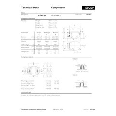 Secop KLF4.0CNH R290 Refrigeration Compressor 1429 BTU MBP 115V 60 Hz