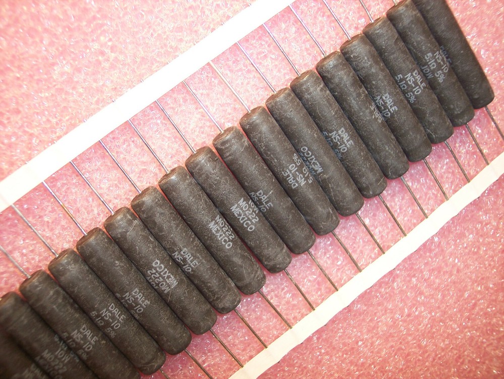 QTY (10) 5.1 Ohm 10W 5% NON-INDUCTIVE INDUSTRIAL WIREWOUND RESISTORS NS10-5.1-5%