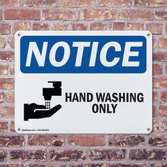 (2 Pack) Hand Washing Only OSHA Notice Sign Decal Metal Plastic