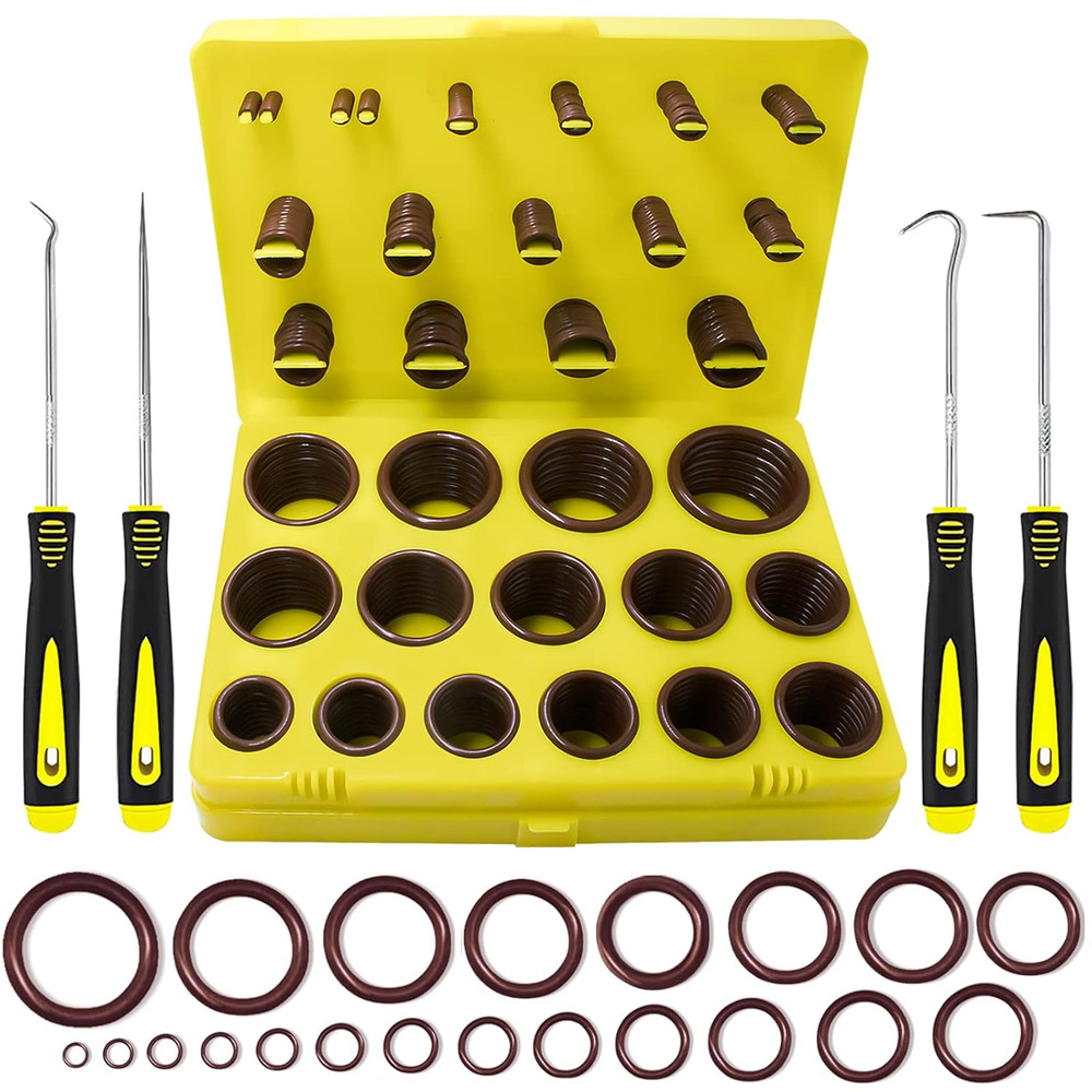 382 Pcs SAE Viton O Ring Assortment Kit 30 Sizes Brown O-Ring Set for Various Au