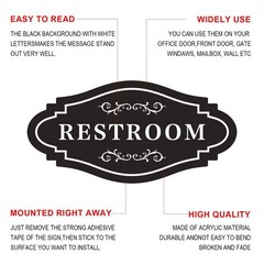 FXRN Restroom Sign,restroom signs for 4×8 inches, Black/White