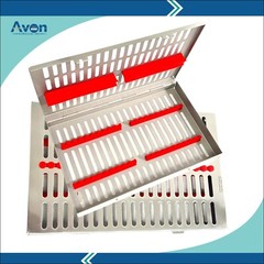 20 Instruments Sterilization Cassette w/ Silicone Inserts Red, Large, German CE