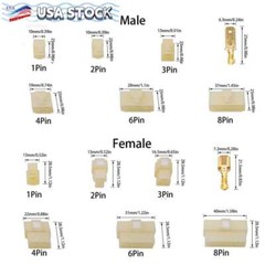 2 3 4 6 8 Pin Plug Cable 6.3mm Male Female Terminal Electrical Wire Connectors