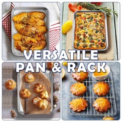 9 Inch Baking Sheet Pan with Rack Set, Joyfair Stainless Steel 9 Inch, Silver