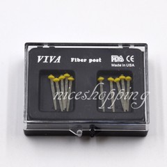 10 Pcs 1 Pack Dental Resin Screw Thread Quartz Fiber Post & 1 Drill Yellow 1.4