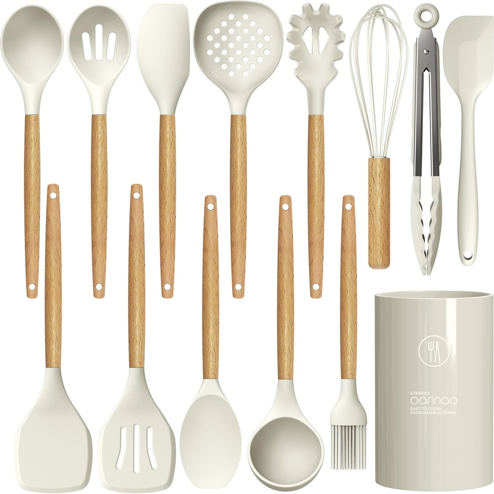 Oannao Silicone Cooking Utensils Set with Holder – Heat Resistant Tools