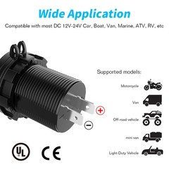 Automotive USB Car Charger LED Digital Voltmeter Voltage Gauge Ammeter Panel 12v