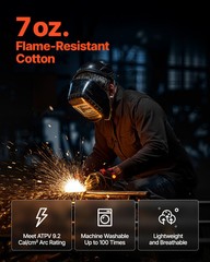 VEVOR Flame-Resistant Welding Jacket XXL-Sized 7oz FR Cotton Safety Jacket