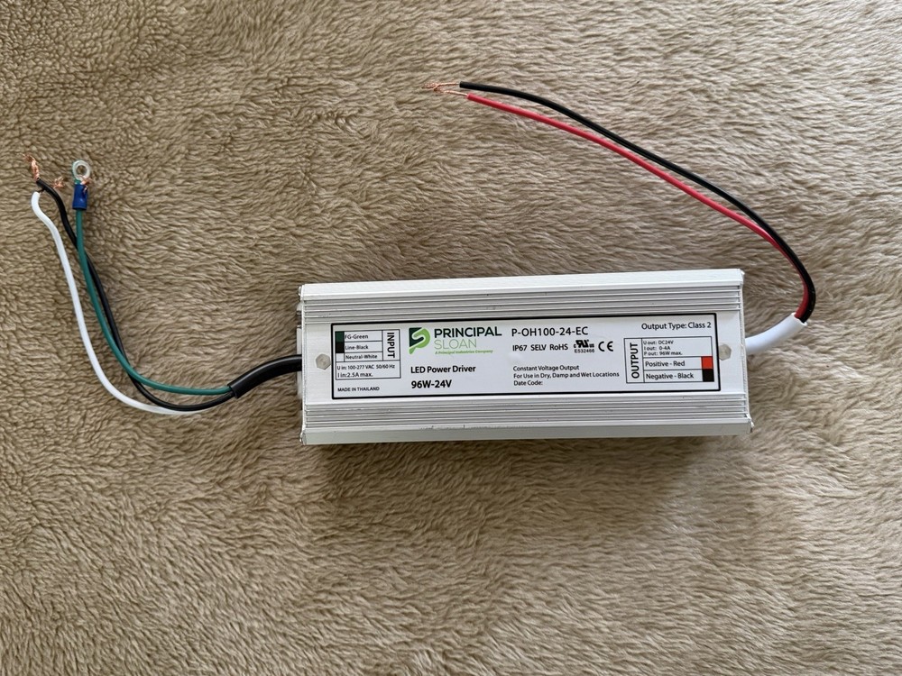 Principal Sloan P-OH100-24-EC 96W 24V LED Power Driver IP67 100-277V Hardwired