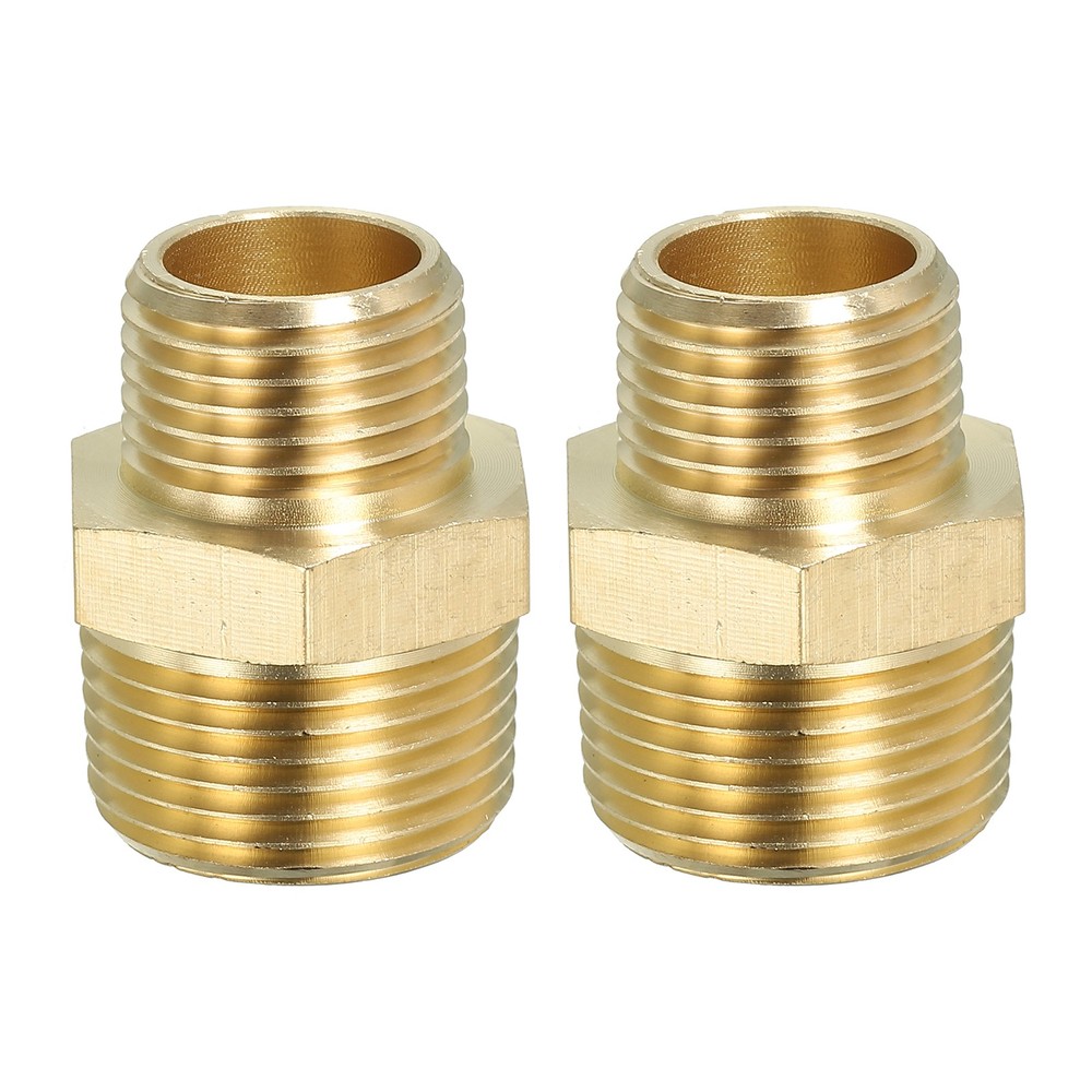 Brass Hex Nipple Pipe Fitting, 2 Pack 3/4″ NPT x 1/2″ NPT Male Couplings