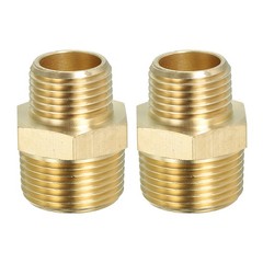 Brass Hex Nipple Pipe Fitting, 2 Pack 3/4″ NPT x 1/2″ NPT Male Couplings