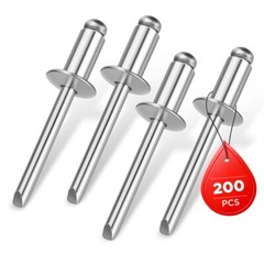 WORKPRO 200Pcs Aluminum Blind Rivets 1/4″ x 1/2″ Pop Rivets Assortment NEW