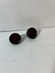 2x Antique Cutler Hammer Red Lens Tail GLASS 1”+ Diam. Rat Rod Vw Bug Bicycle