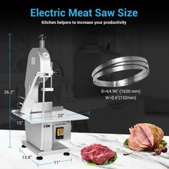 1500W Commercial Meat Bone Saw Heavy Duty Butcher Deli Bandsaw Food Processing