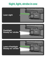 Gmconn 800 Lumen Tactical Flashlight with Green Beam Sight Combo, Gun Black