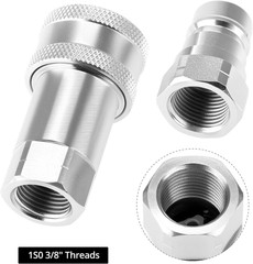 2 Pack 3/8” NPT Hydraulic Quick Connect Couplers 4000 PSI 3/8 Body Steel Set ISO