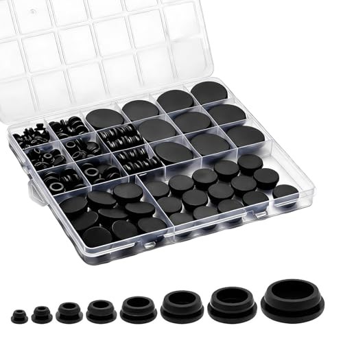 125Pcs Rubber Plugs for Round Holes, Durable and Long Service Life, 8 Sizes Hole