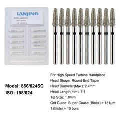 Dental Diamond Burs Football Round End Taper Coarse Fine FG High Speed 856 850