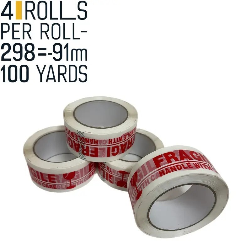 4 Rolls 2″x100 Yards Fragile Handle with Care Packing Shipping Box Sealing Tape