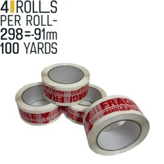 4 Rolls 2″x100 Yards Fragile Handle with Care Packing Shipping Box Sealing Tape
