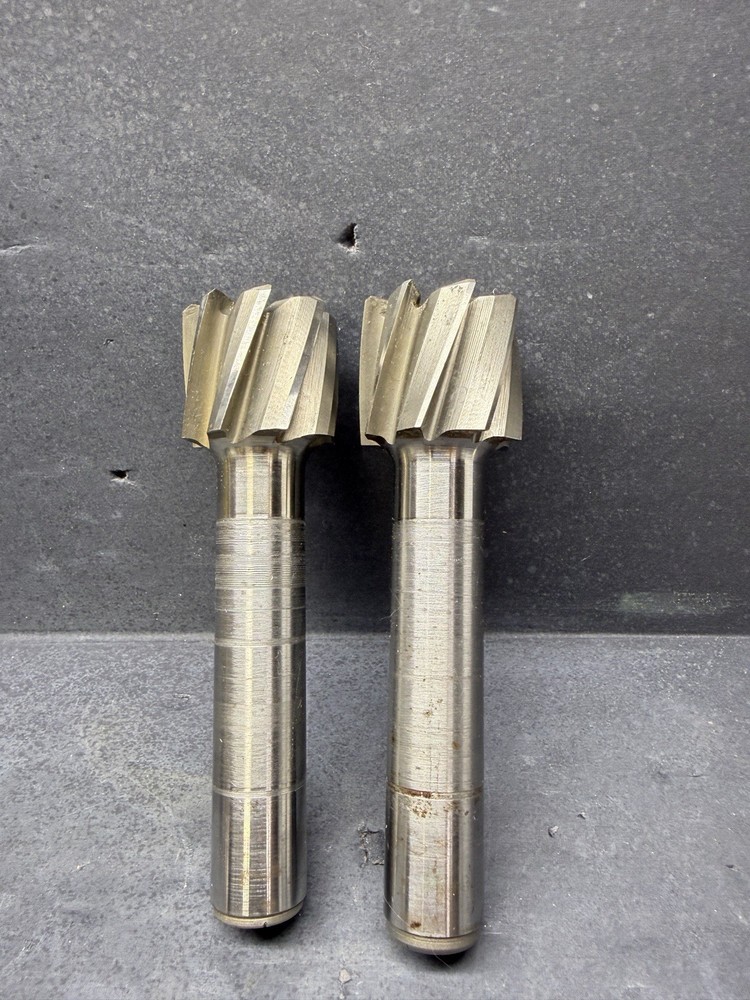 Pair Large Multi-Flute Milling Cutters Straight Shank Machinist Tooling