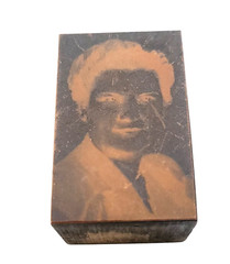 Letter Printing Press Photo Portrait Wood & Copper Antique