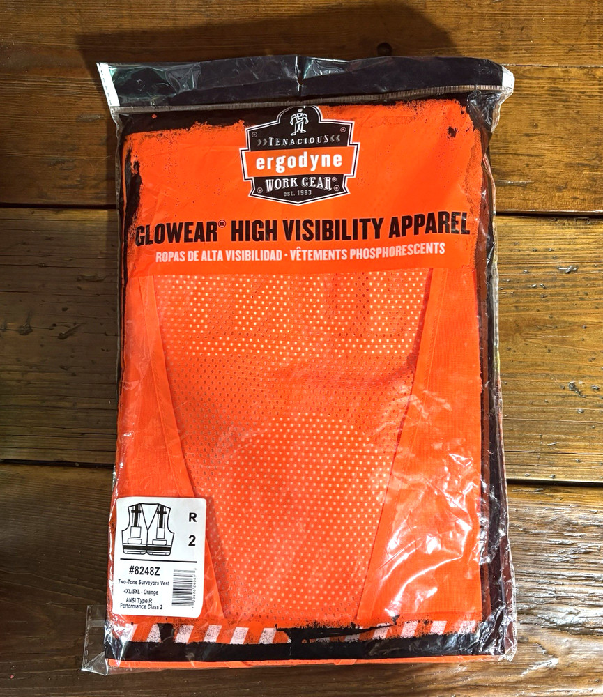 Ergodyne GloWear Safety Vest 4XL/5XL 8248Z High Visible Sleeveless ANSI Class R2