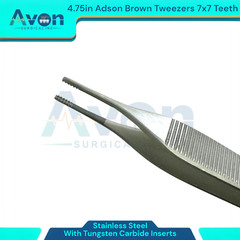 4.75″ Adson Brown Thumb Forceps with Tungsten Carbide Insert Jaws, 7×7, Premium