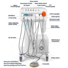Portable Mobile Dental Delivery Unit Treatment Compressor Syringe Suction 4 Hole