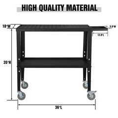 36” x 18” 1200lb Load Carbon Steel Workbench Welding Table Storage tray Cart