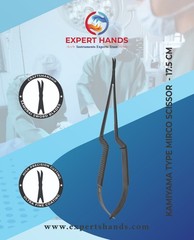 Kamiyama Style Micro Scissors 18cm For Neurosurgery Bayonet Handle Black
