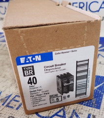 Case of 5 NEW – Eaton BR240 40 Amp 120/240 VAC 2 Pole Type BR Plug-In Breakers