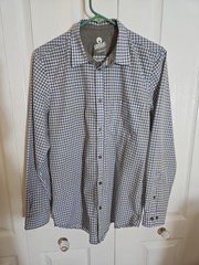 Chef Works Urban Collection Shirt Blue/White/Gray Checkered Cook Server Size S
