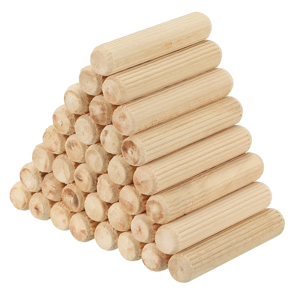 120Pcs 10 x 50mm Wood Dowel Pins FURNITURE DOOR Fluted Straight Groove Rods