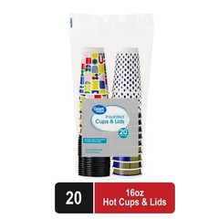 Insulated Hot Cups with Lids 16 oz Double Wall Paper Coffee Cups 20 Count Leak
