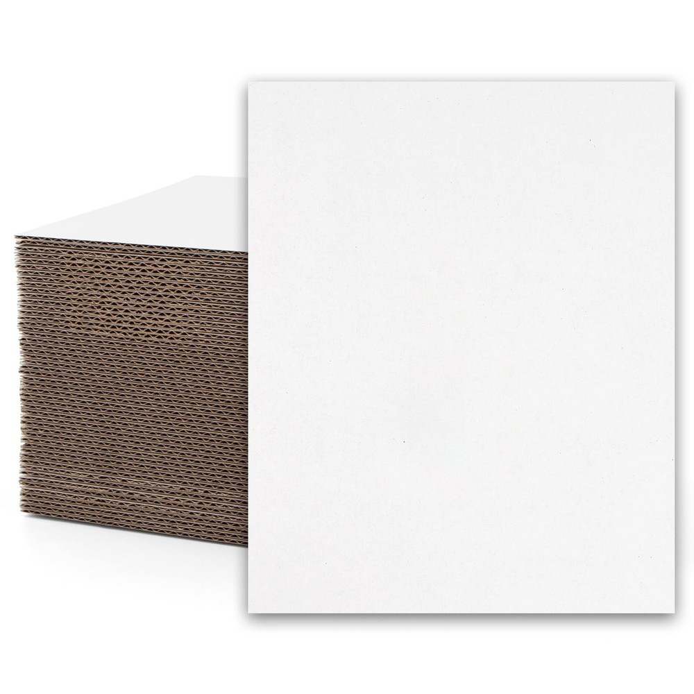 50 Pack Mat Board Center 8×10 Corrugated Cardboard Sheets 1/16 Inch Thick Flat
