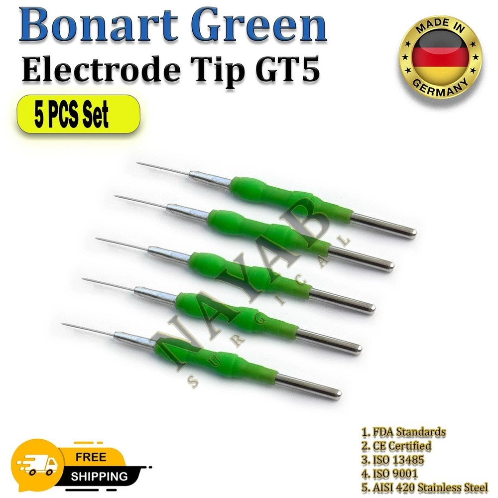 Bonart Green Electrode Tips GT5 ART-E1 Electrosurgery 5pcs Set GT5 Electrodes