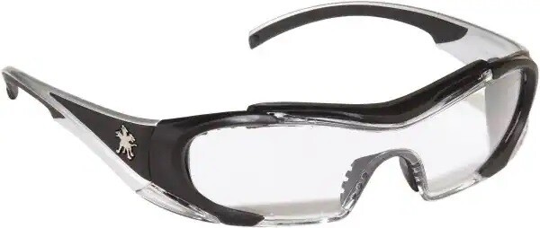 MCR Safety Safety Glasses Black & Silver Frame Clear Lens HL110AF Hellion