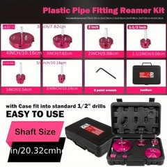 PVC ABS Pipe Reamer Kit 6Pcs -0.75″,1″,1-1/2″,2″,3″,and 4″ Set for 1/2″ Drills